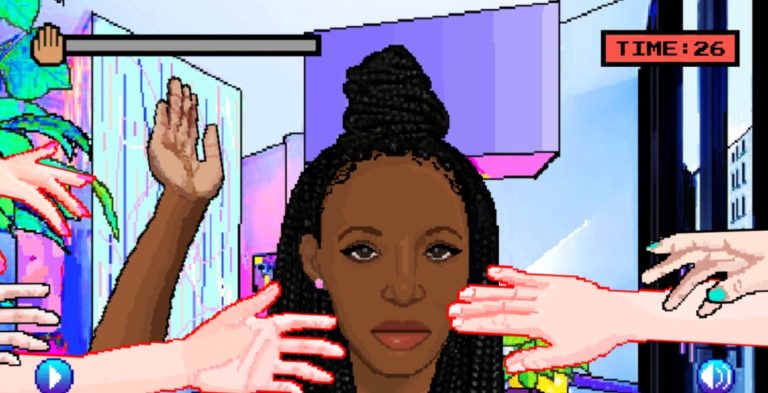 No jogo Hair Nah mulher negra tenta viajar sem ter estranhos tocando seu cabelo