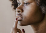Beautiful black woman with afro hair