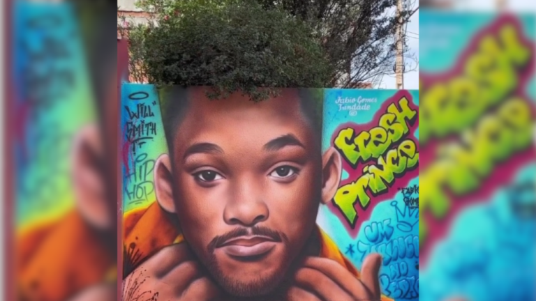 Will Smith compartilha grafite com seu rosto feito pelo artista brasileiro Fábio Gomes