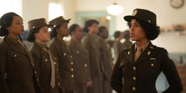 Kerry Washington surge caracterizada para filme de Tyler Perry sobre único batalhão de mulheres negras a servir na 2ª Guerra Mundial