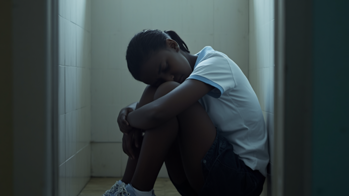 Menina sentindo dor de cólica