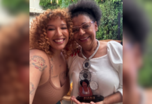 Em parceria com a Powerlist Mundo Negro, “Imagine e Desenhe” transforma identidade das premiadas em troféus Bruna Bandeira e a premiada Cida Bento na Powerlist Mundo Negro 2025