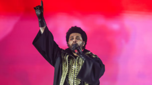 The Weeknd durante apresentação em Estocolmo