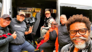 Luciano Quirino e equipe em gravação do documentário O Triângulo de Tebas