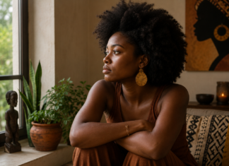 O racismo não dá alta: por que a saúde mental negra pede um cuidado próprio Mulher negra em reflexão sobre saúde mental e racismo
